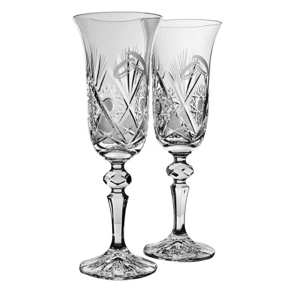 Laura * Cristal Set de pahare de șampanie pentru nuntă (2 piese) (LGyű17398)