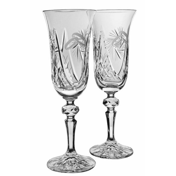 Victoria * Cristal Set de pahare de șampanie pentru nuntă (2 piese) (LGyű18098)